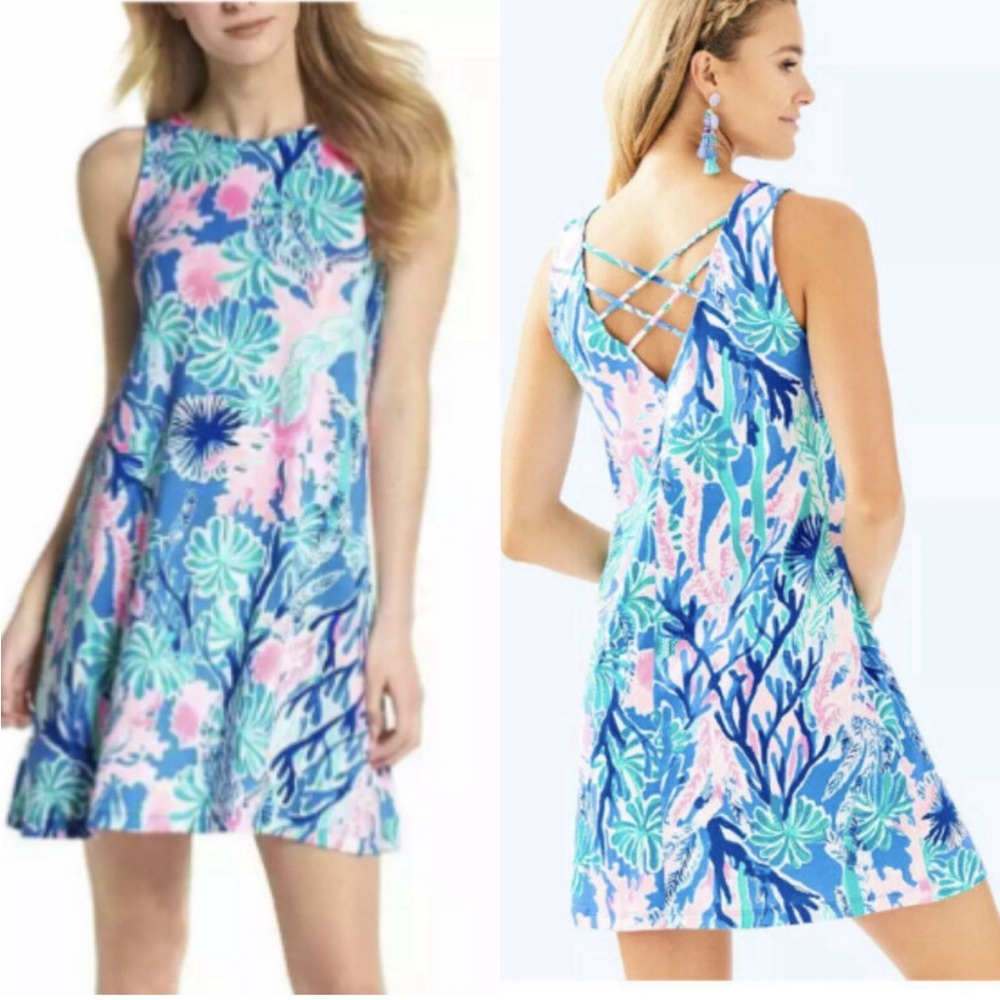 Lilly Pulitzer Blue and Pink Floral Dress